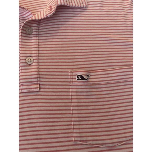 Vineyard Vines Edgartown Polo Shirt XL Pink Striped Whale Logo Pima Stretch Golf - Picture 3 of 7
